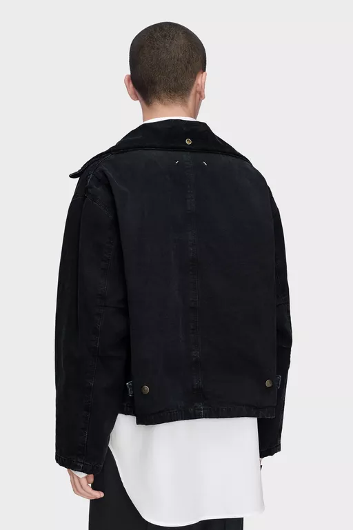 Folded Collar Denim Jacket - Jackets