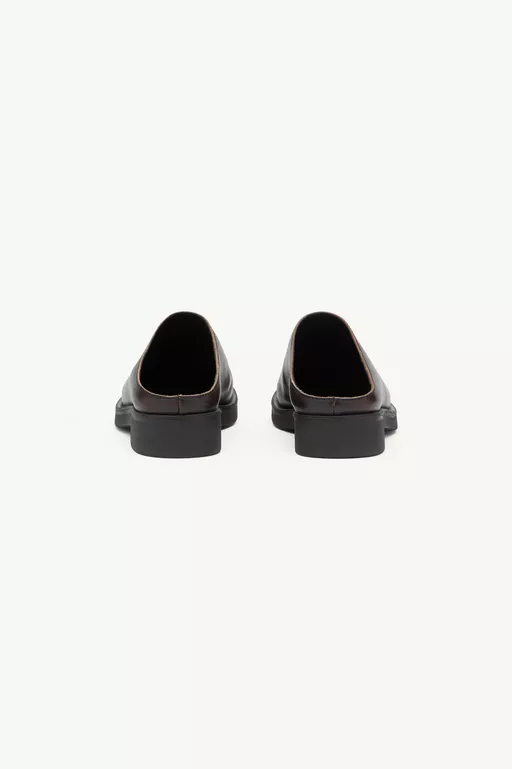 Biker mules in brushed leather - Slippers