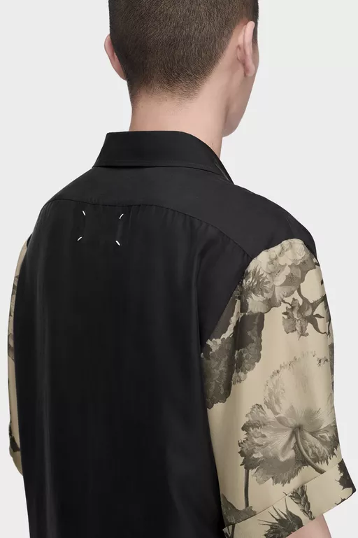 Floral Sleeve Silk Shirt - Shirts
