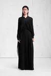 Negro - Vestido Largo Tipo Caft&aacute;n con Pliegues