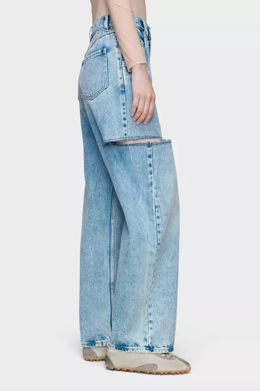 Denim jeans with slash details - Denim