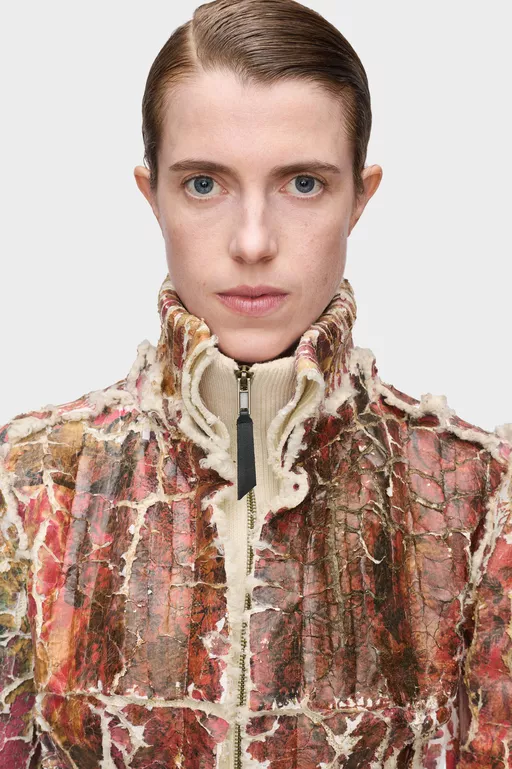 Chaqueta con cremallera y estampado floral fragmentado - Cardigan