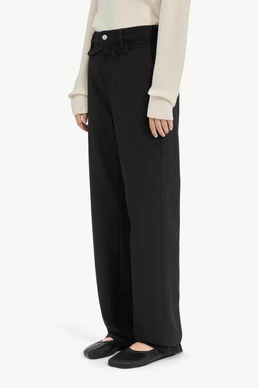 Tailored trousers with denim waistband - Pants