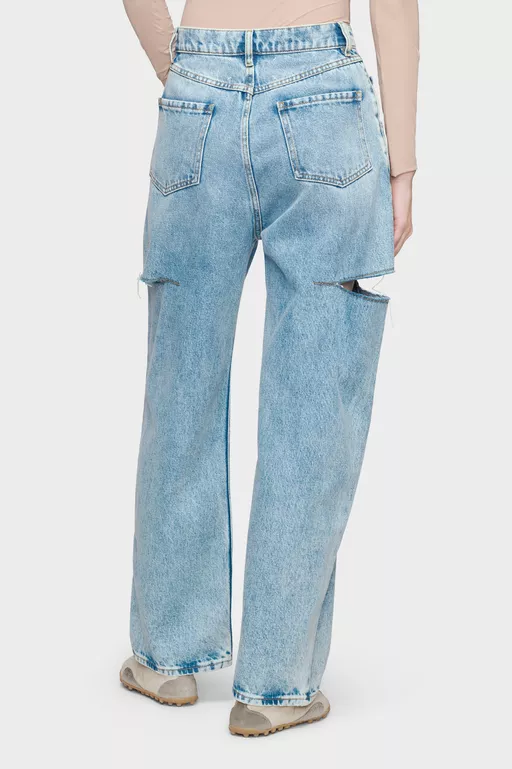 Denim jeans with slash details - Denim