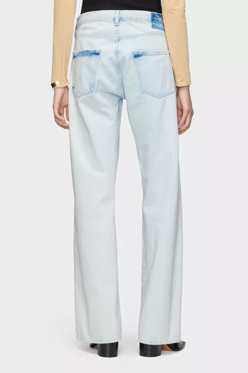 Bleached Straight-Leg Jeans - Denim