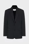 Black - Folded Collar Wool Blazer