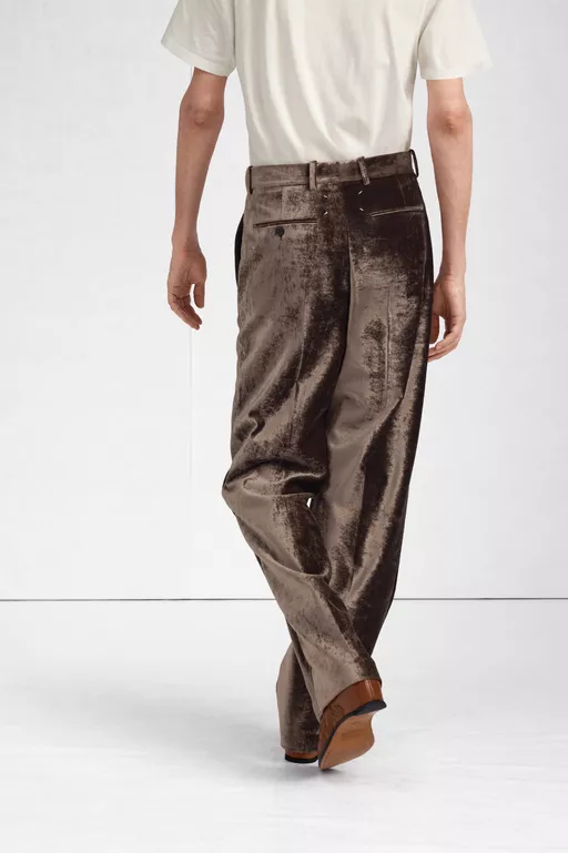 Velvet Wide-Leg Trousers - Pants