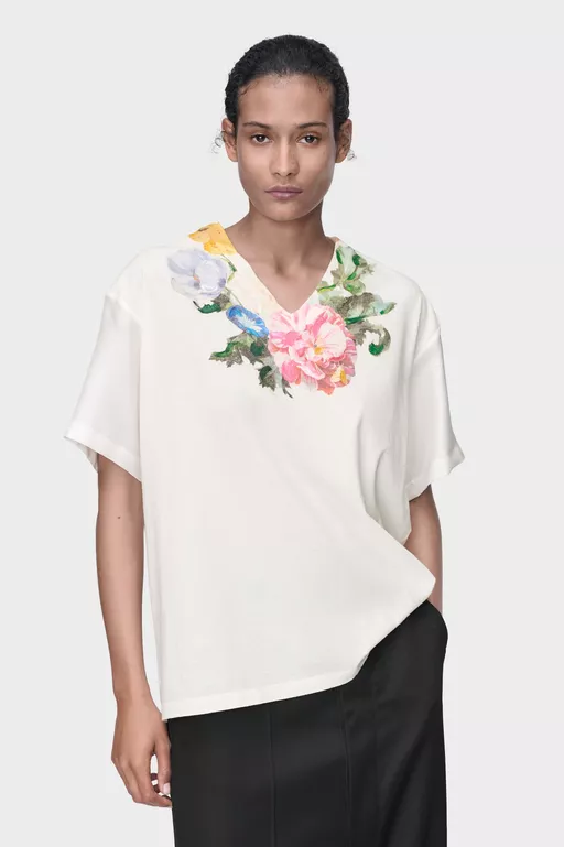 Painted Flower Jersey T-Shirt - T-shirts