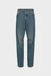 Bleu - Jeans &agrave; couture diagonale