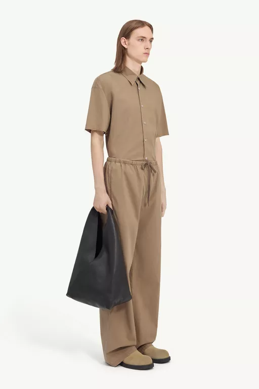 Drawstring washed cotton trousers - Pants