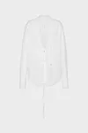 Blanco - Camiseta de algod&oacute;n con cuello de pico