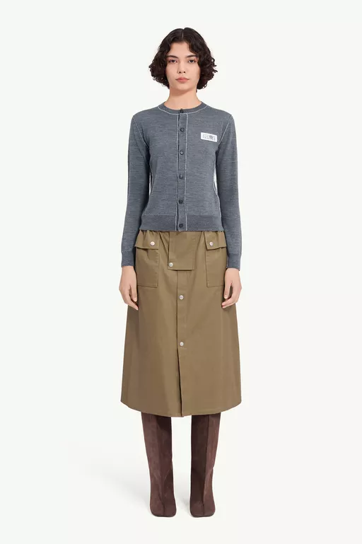 Cardigan boutonn&eacute; en laine m&eacute;lang&eacute;e - Ensemble