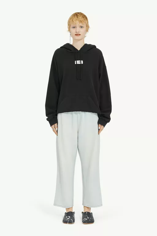 Black Unbrushed Cotton Sweatshirt
