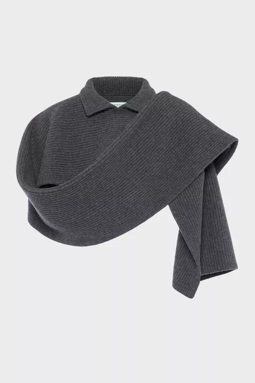 Ribbed wool scarf with collar - Scarves