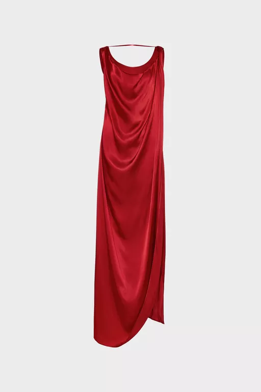 Satin Draped Maxi Dress