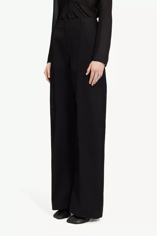 Light cotton twill wide-leg trousers - Pants