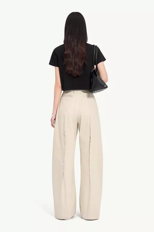 Light cotton twill wide-leg trousers - Pants