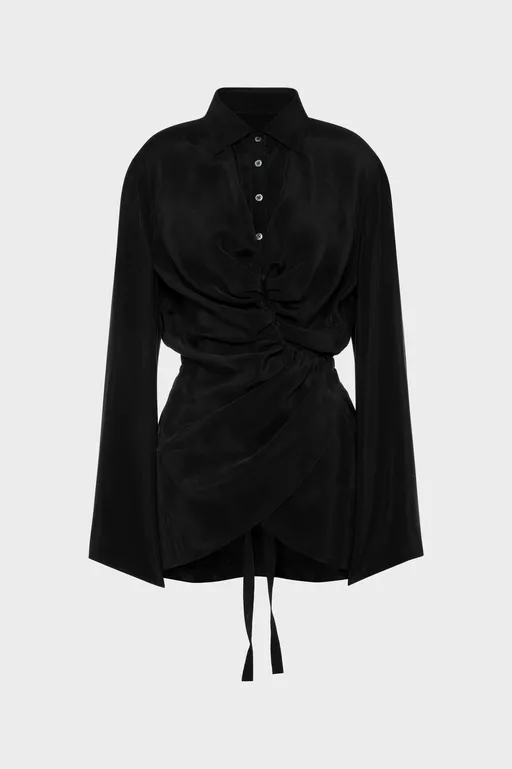 Ruched Wrap Shirt - Shirts