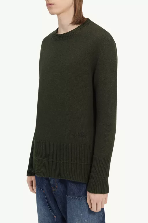 Pull &agrave; col rond en laine - Maille