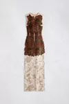 Bordeaux - Slashed Velvet Floral Maxi Dress