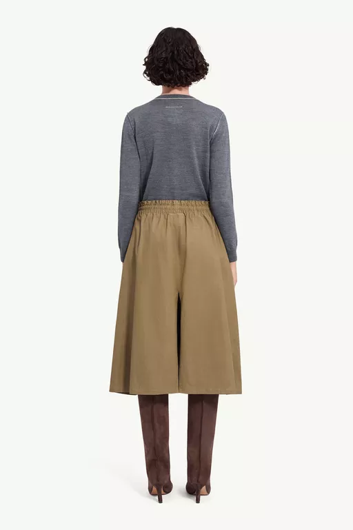 Drawstring coated cotton midi skirt - Midi Skirts