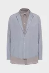Marron - Chemise en coton &agrave; double couche