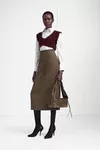 Pink beige - Herringbone Virgin Wool Midi Skirt