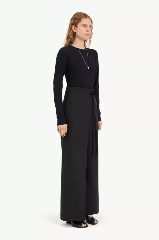 Pantalon en laine m&eacute;lang&eacute;e - Pantalons