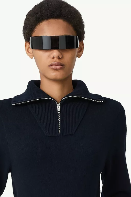 Half-zip cropped knit top - Polos