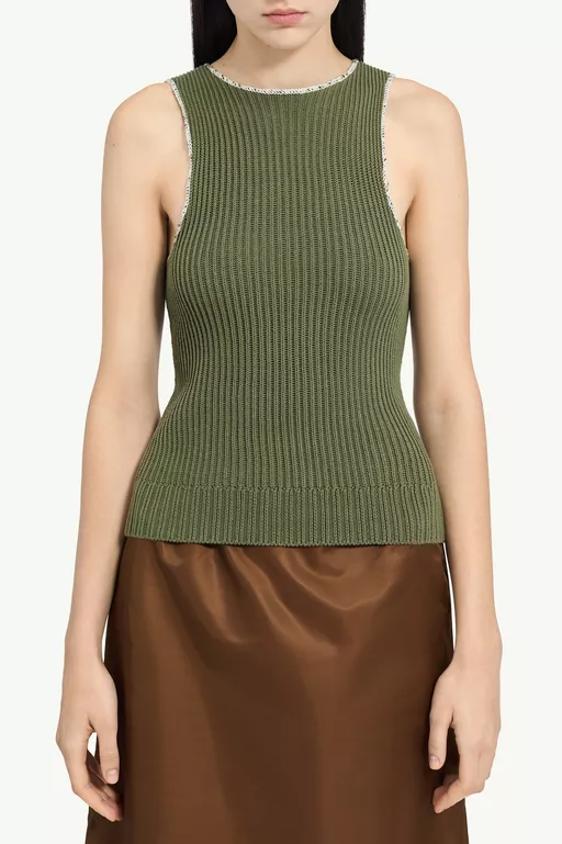 Ribbed Knit Sleeveless Top - Short-sleeved Top