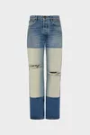 Blue - Patchwork Panel Jeans