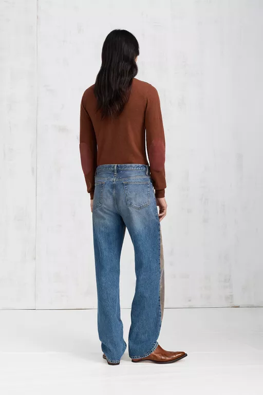 Tapestry Panel Jeans - Denim