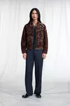 Brun Adobe - Veste de camionneur en denim floqu&eacute;