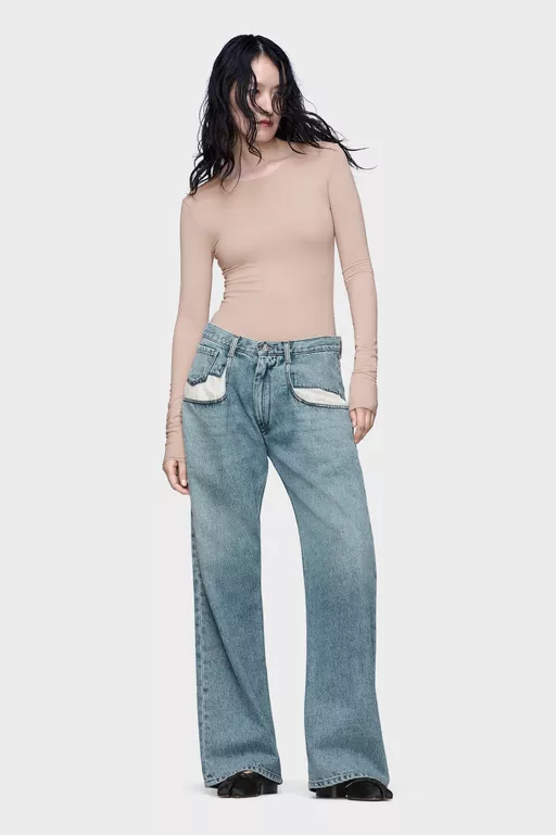 Straight jeans with contrasted pockets - Denim