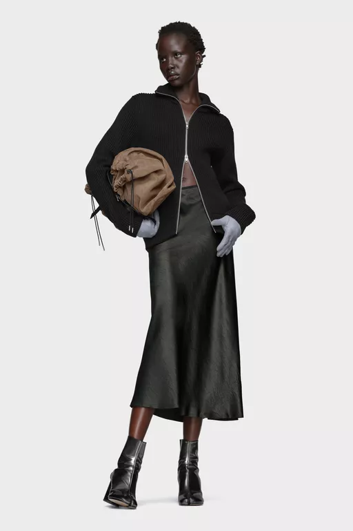 Satin midi skirt - Skirts
