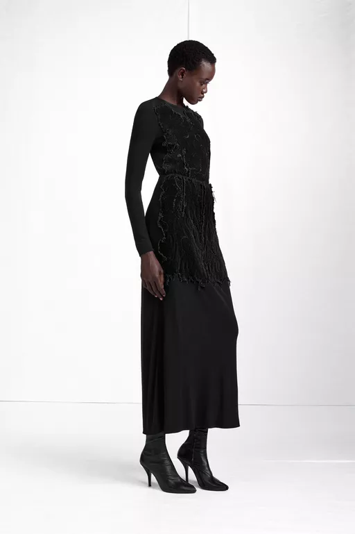 Falda Midi con Panel de Terciopelo - faldas largas
