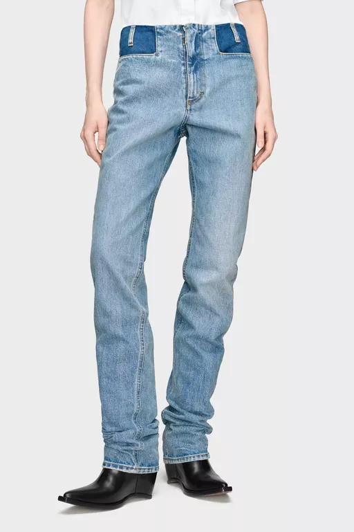 Two-Tone Denim Trousers - Pants