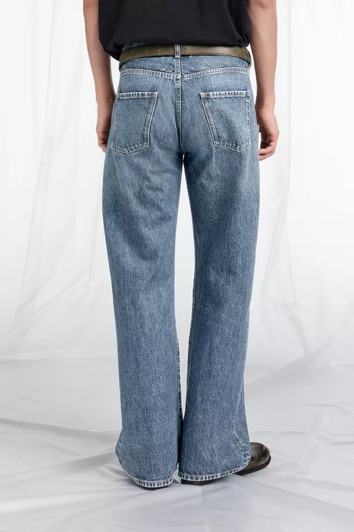 Stone Bleached Denim Jeans - Denim