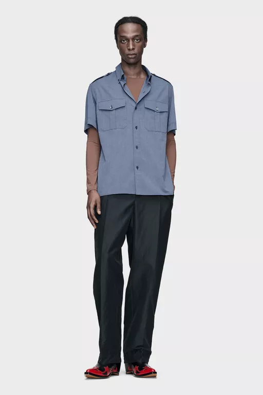 Folded Collar Short-Sleeve Shirt - Shirts