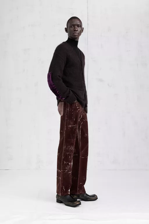 Velvet Patch Mohair Cardigan - Cardigan