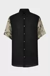 Black - Floral Sleeve Silk Shirt