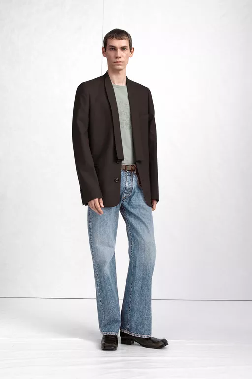 Minimal Collar Wool Blazer - Jackets