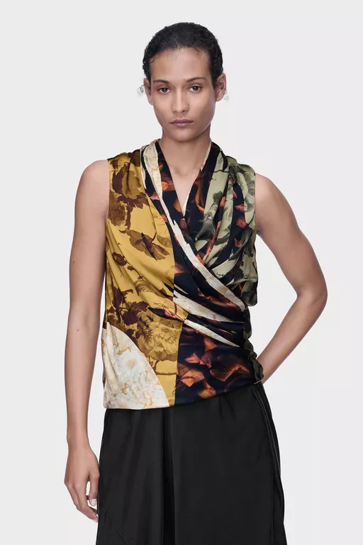Draped Silk Top - Tops