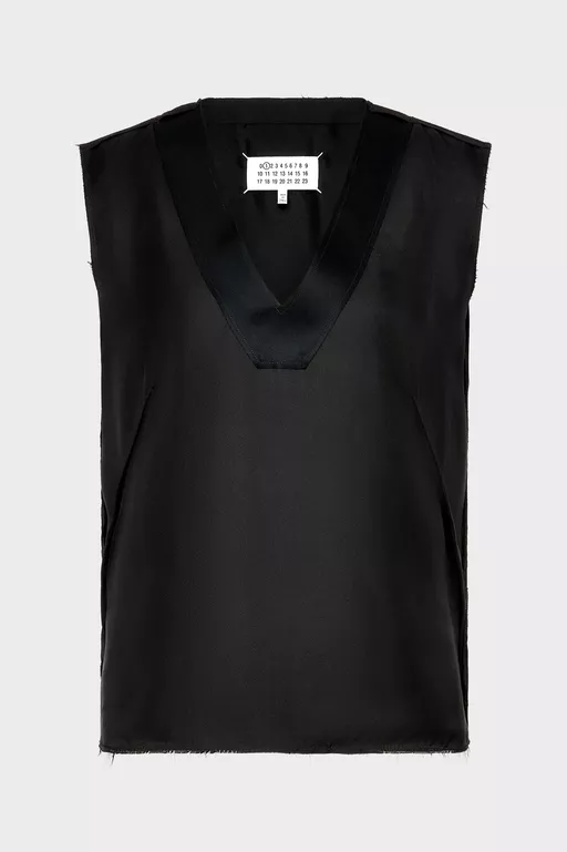 Silk V-Neck Top - Tops