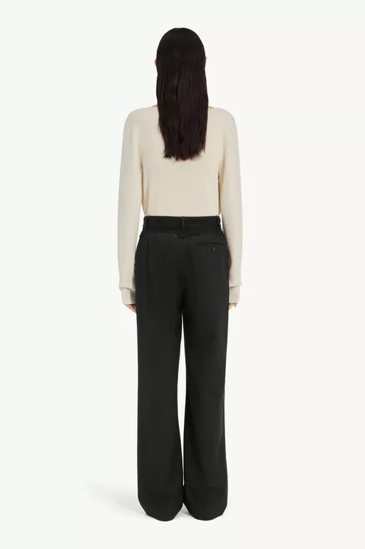 Tailored trousers with denim waistband - Pants