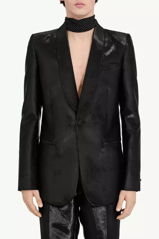 Distressed jacquard suit jacket - Jackets