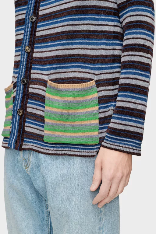 Striped Wool Cardigan - Cardigan