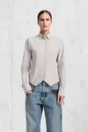 Light Grey - Check Cotton Swallowtail Shirt