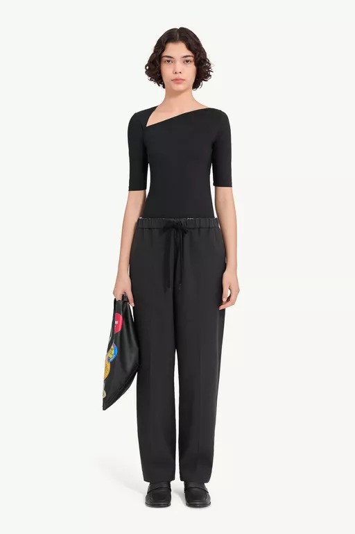 Drawstring wool shirting trousers - Pants