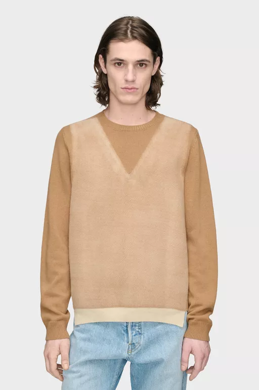 Fused Knit Wool Crewneck Sweater - Knitwear
